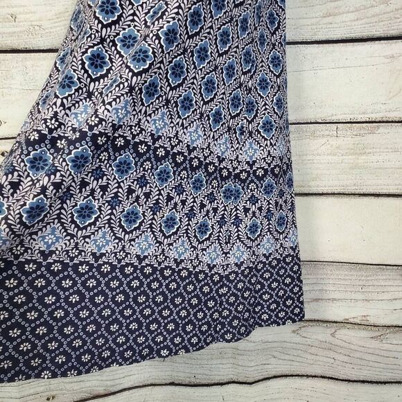 LOFT Women’s Sleeveless Floral Print Dress XS Blue Boho Swing Tank Dress Rayon B - Picture 3 of 7